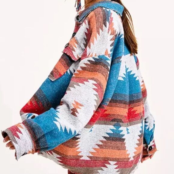 Distressed Aztec Shacket  - Picture 4 of 9
